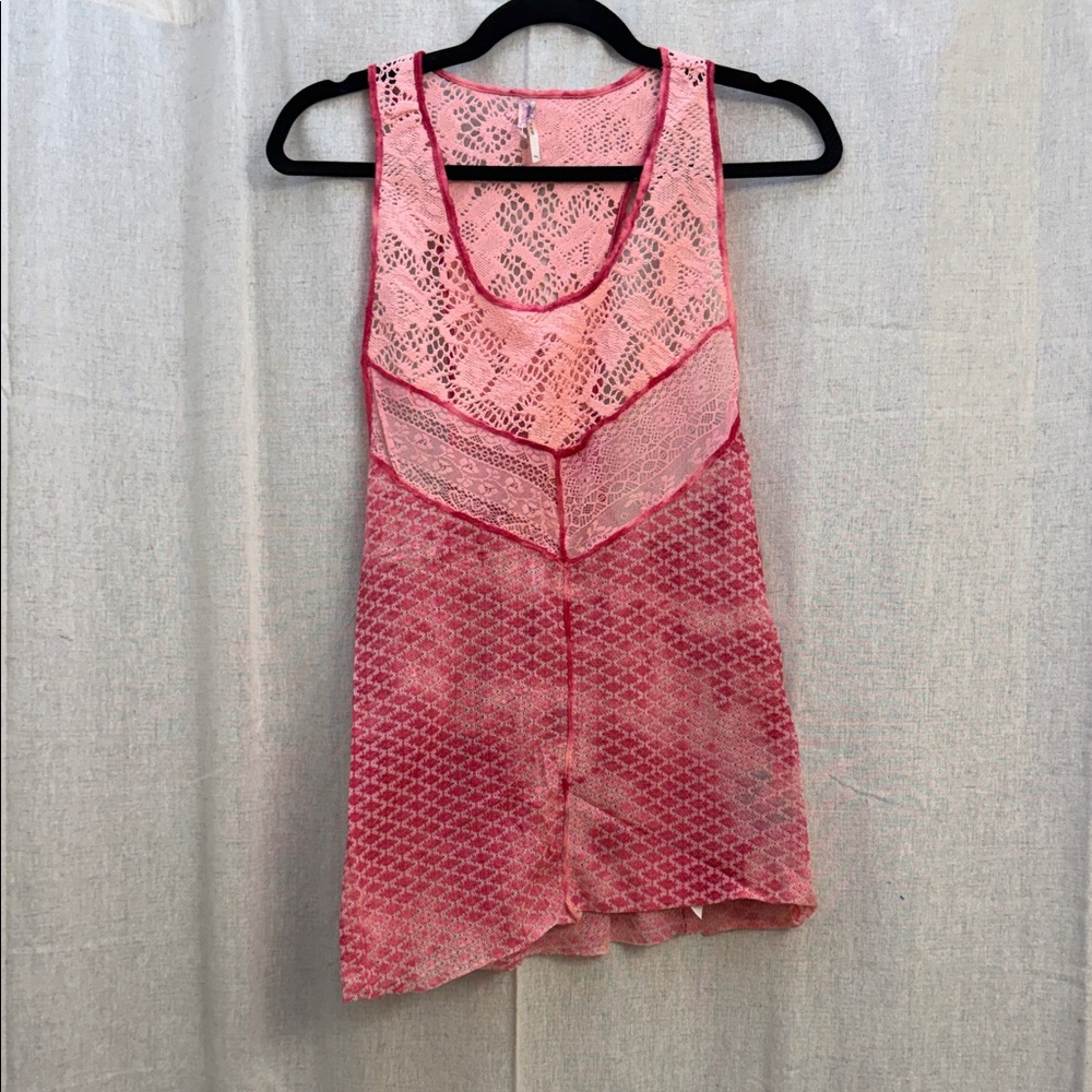 Free People Swim Cover Up/ Pink Lace Tank Top